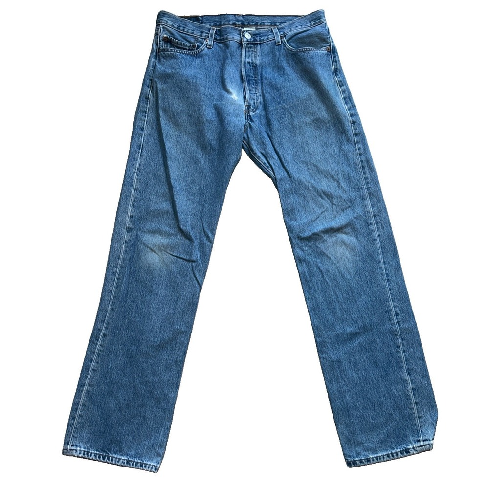 Vintage 90s Levis 501 Blue Button fly Denim Jeans 36x34